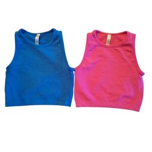 By Together Blue and Pink Tank Tops Sleeveless Crop NWOT Size